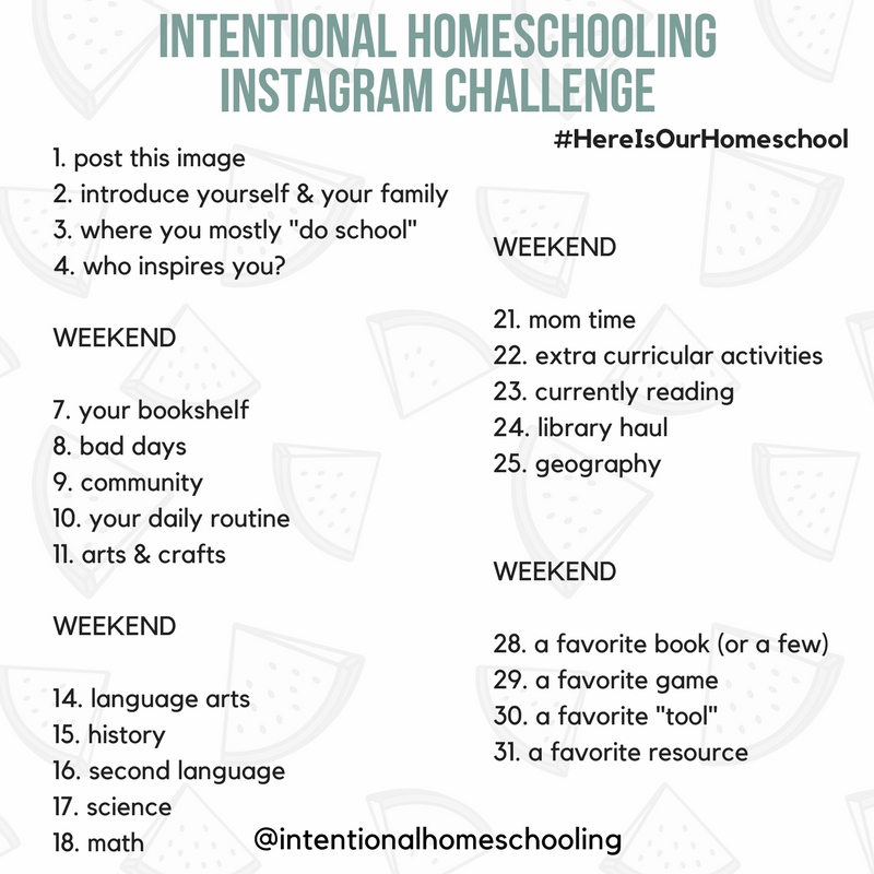 Homeschool Instagram Photo Prompt Challenge