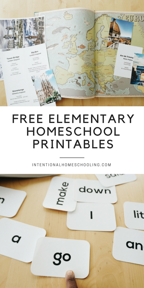 Grab this pack of free printables for your elementary homeschool!