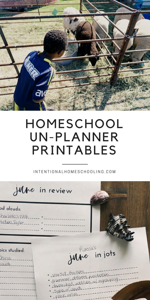 Free printable homeschool unplanning monthly sheets