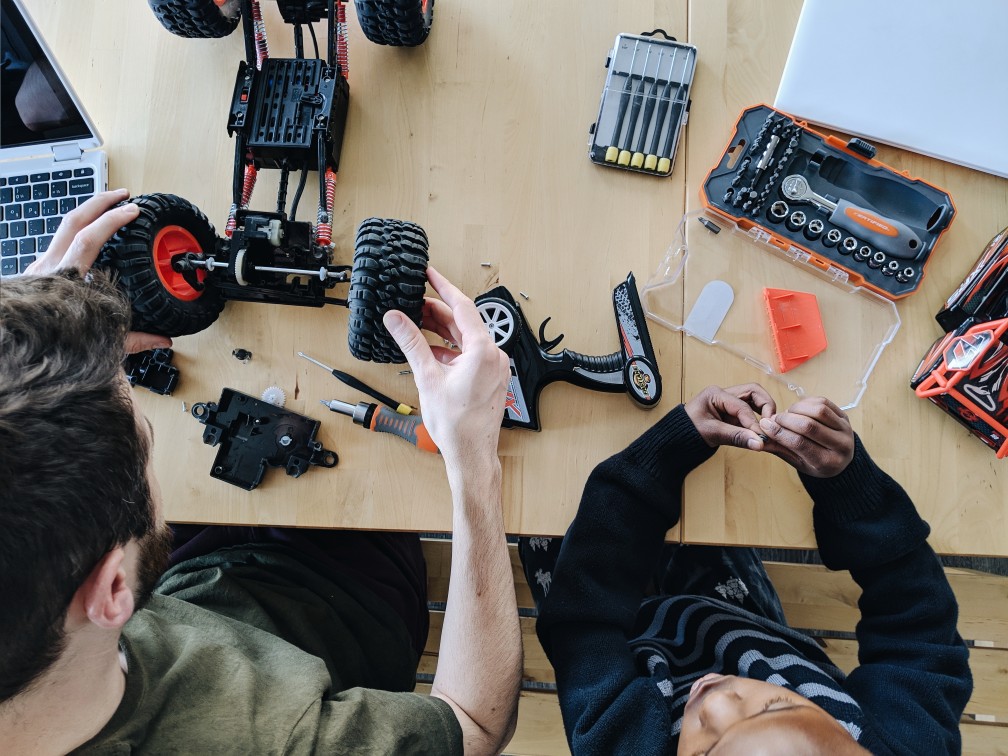 Homeschool Snapshots - taking apart a remote control truck