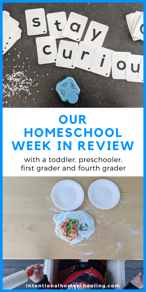 Our Homeschool Week in Review - what we did and resources we used with a toddler, preschooler, first grader and fourth grader