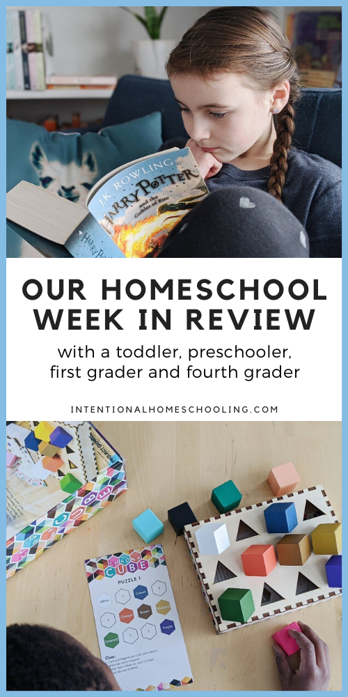 Our Homeschool Week in Review - what we did and resources we used with a toddler, preschooler, first grader and fourth grader