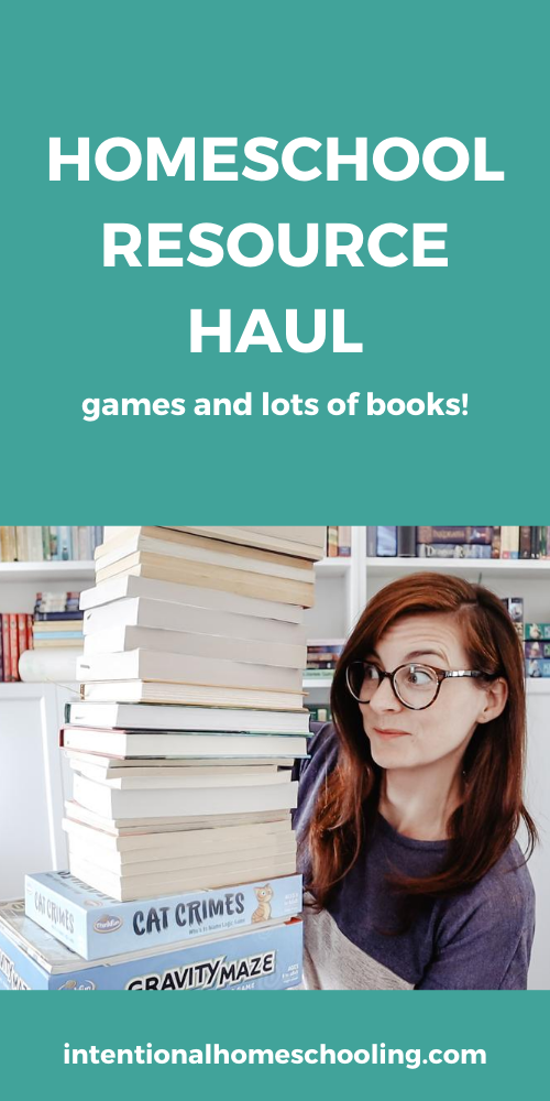 Homeschool Resource Haul - lots of games, picture books, elementary books and middle school books